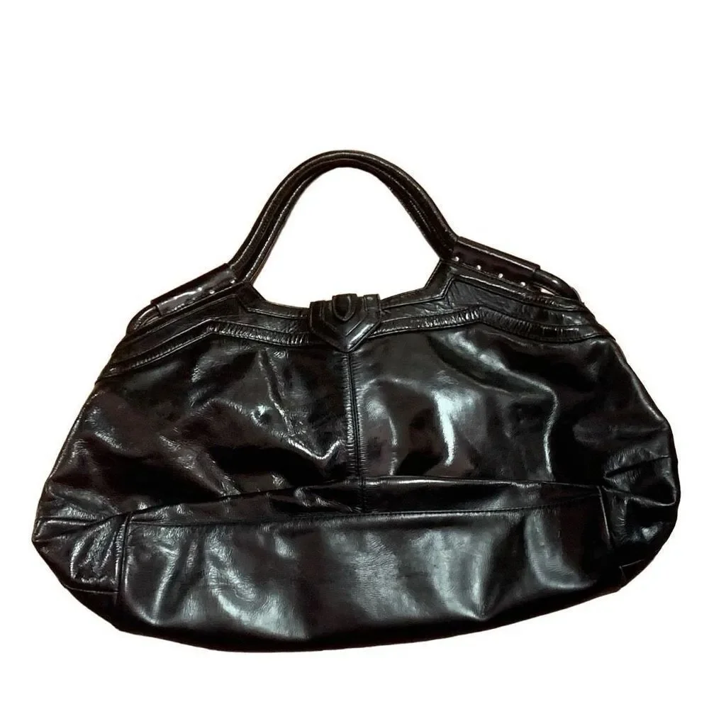 Botkier Ladies Black Double Handle Glossy Hobo Handbag